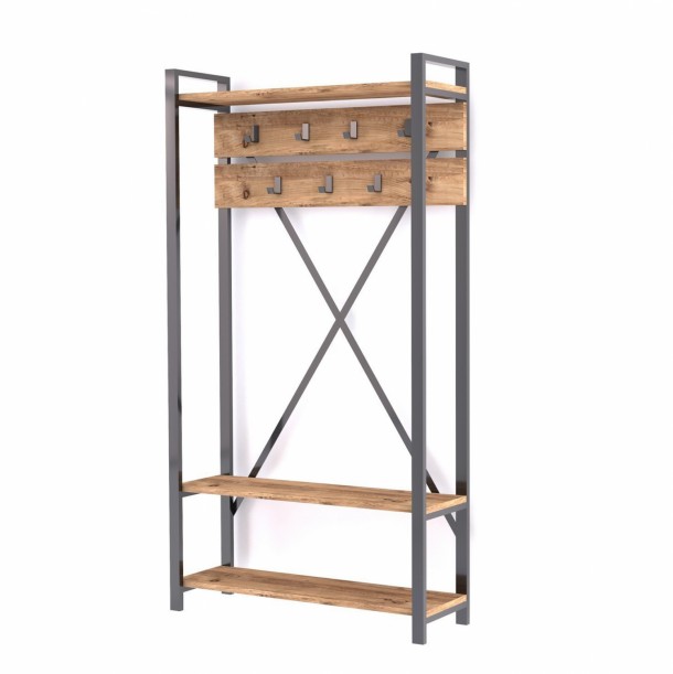 ΕΠΙΠΛΟ ΕΙΣΟΔΟΥ FB98943.01 NATURAL WOOD & ΜΑΥΡΟ  90x34x180 εκ. 1