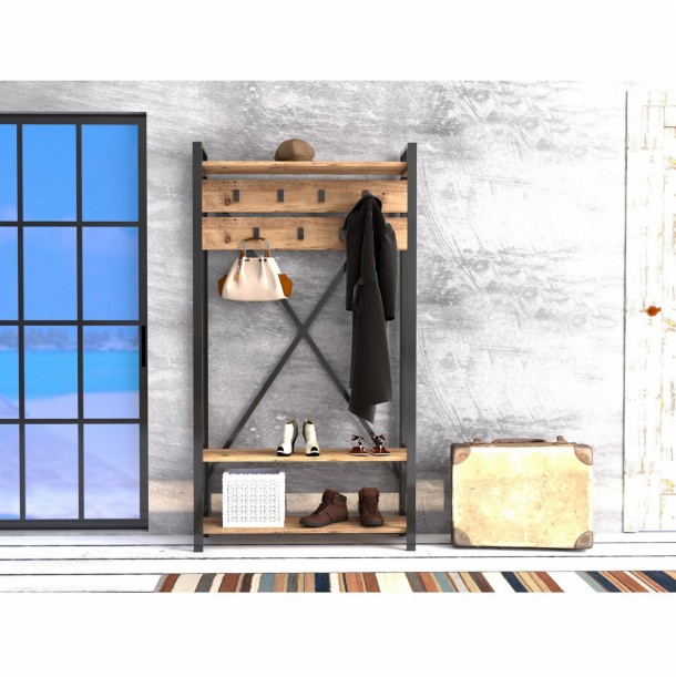 ΕΠΙΠΛΟ ΕΙΣΟΔΟΥ FB98943.01 NATURAL WOOD & ΜΑΥΡΟ  90x34x180 εκ. 0