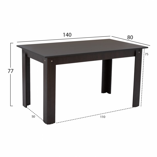 ΤΡΑΠΕΖΙ ΚΟΥΖΙΝΑΣ 140x80x77Υεκ. WENGE FB92429.02 1