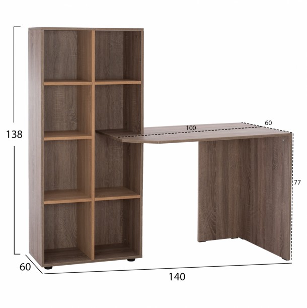 ΓΡΑΦΕΙΟ ΜΕ ΒΙΒΛΙΟΘΗΚΗ SONAMA OAK- ΣΤΑΧΤΙ  FB92417.02 140Χ60Χ138Υεκ. 1
