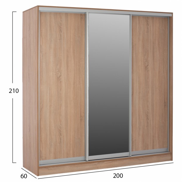 ΝΤΟΥΛΑΠΑ 3ΦΥΛΛΗ ΣΥΡΟΜΕΝΗ ΜΕ ΚΑΘΡΕΠΤΗ SONAMA OAK FB92435  200X60X210Υεκ 1