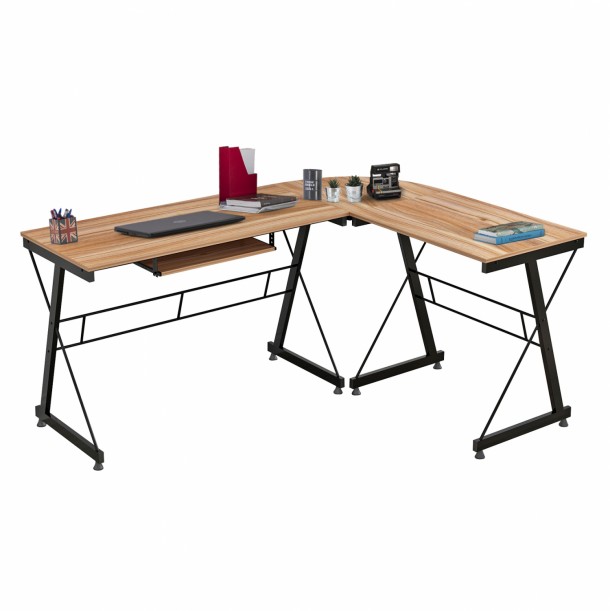 ΓΩΝΙΑΚΟ ΓΡΑΦΕΙΟ WALNUT ΕΠΙΦΑΝΕΙΑ ΜΕ ΜΕΤΑΛΛΙΚΟ ΣΚΕΛΕΤΟ FB92127.02 158Χ120Χ74εκ. 0