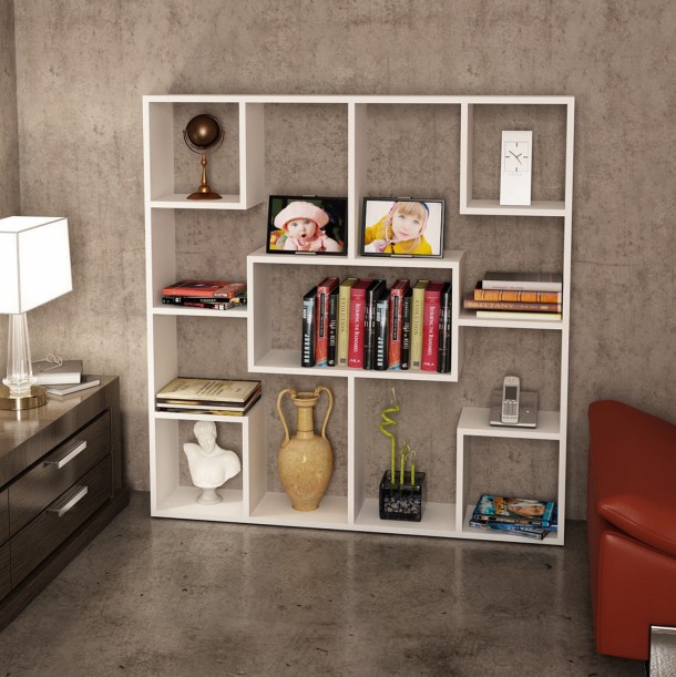 ΒΙΒΛΙΟΘΗΚΗ ΜΕΛΑΜΙΝΗΣ FB99029.01 ΛΕΥΚΗ 120x22x123,6Υ εκ. 2