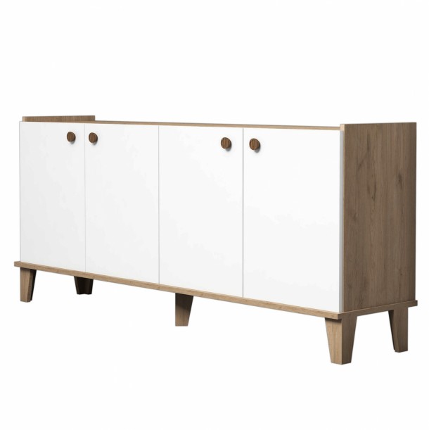 ΜΠΟΥΦΕΣ ΜΕΛΑΜΙΝΗΣ FB99044.01 ΛΕΥΚΟ NATURAL WOOD 180x41x77,8Y εκ. 0