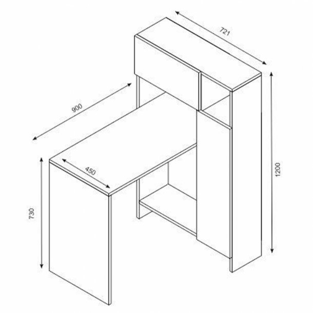 ΓΡΑΦΕΙΟ ΜΕ ΒΙΒΛΙΟΘΗΚΗ FB99087.01 ΛΕΥΚΟ ΚΑΡΥΔΙ 90x72,1x120Y εκ. 1