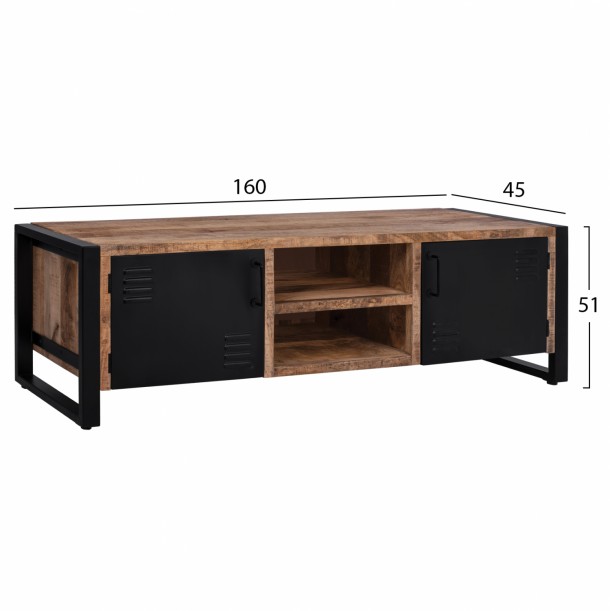 ΕΠΙΠΛΟ TV FB98189.11 ΜΕΤΑΛΛΟ & ΜΑΣΙΦ ΞΥΛΟ MANGO ΦΥΣΙΚΟ 160x45x51Υ εκ. 1
