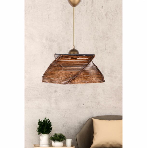 ΦΩΤΙΣΤΙΚΟ ΟΡΟΦΗΣ ΚΡΕΜΑΣΤΟ FB97358 ΑΠΟ ΞΥΛΟ ΚΑΙ BAMBOO ΚΑΡΥΔΙ 36x36x65Υ εκ. 1