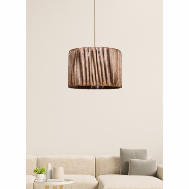 ΦΩΤΙΣΤΙΚΟ ΟΡΟΦΗΣ ΚΡΕΜΑΣΤΟ FB97368 ΑΠΟ ΞΥΛΟ ΚΑΙ BAMBOO ΚΑΡΥΔΙ 30x30x70Υ εκ. 1