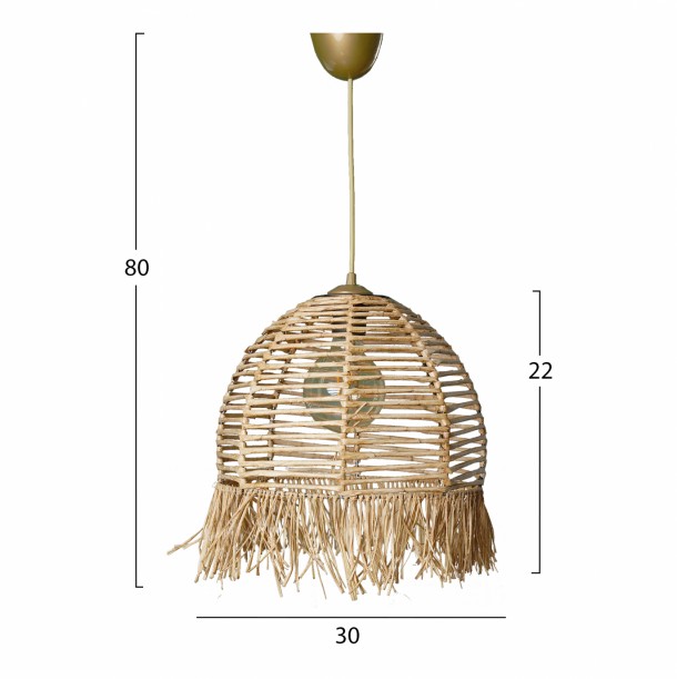 ΦΩΤΙΣΤΙΚΟ ΟΡΟΦΗΣ ΚΡΕΜΑΣΤΟ FB97371 ΑΠΟ ΞΥΛΟ ΚΑΙ BAMBOO ΦΥΣΙΚΟ 30x30x80Υ εκ. 1