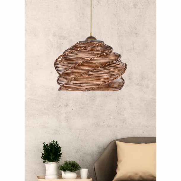ΦΩΤΙΣΤΙΚΟ ΟΡΟΦΗΣ ΚΡΕΜΑΣΤΟ FB97372 ΑΠΟ ΞΥΛΟ ΚΑΙ BAMBOO ΚΑΡΥΔΙ 32x32x65Υ εκ. 1
