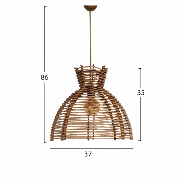 ΦΩΤΙΣΤΙΚΟ ΟΡΟΦΗΣ ΚΡΕΜΑΣΤΟ FB97373 ΑΠΟ ΞΥΛΟ ΚΑΙ BAMBOO ΚΑΡΥΔΙ 37x37x86Υ εκ. 1