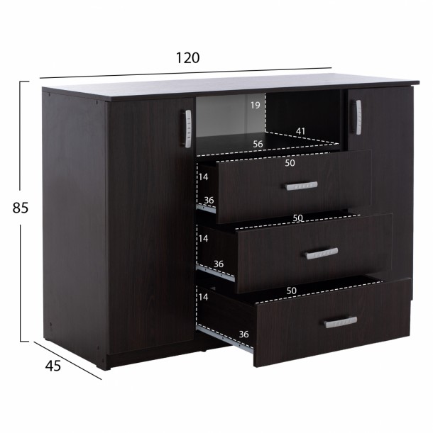 ΜΠΟΥΦΕΣ ΜΕ 2 ΝΤΟΥΛΑΠΙΑ Κ 3 ΣΥΡΤΑΡΙΑ WENGE FB92430.02 120X45X85Y εκ. 1