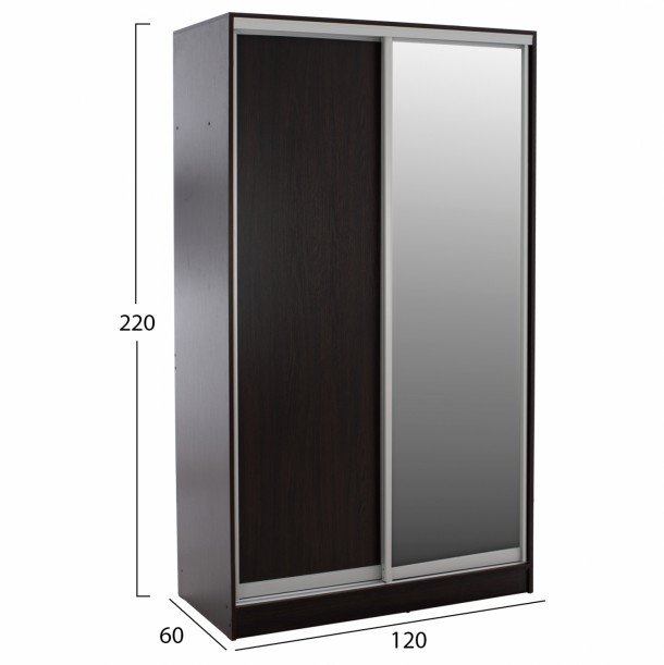ΝΤΟΥΛΑΠΑ ΣΥΡΟΜΕΝΗ ΜΕΛΑΜΙΝΗΣ 120x60x220Υεκ. ΔΙΦΥΛΛΗ WENGE ΜΕ ΚΑΘΡΕΠΤΗ FB92460.02 1