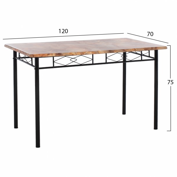ΣΕΤ ΤΡΑΠΕΖΑΡΙΑΣ 5ΤΜΧ FB99218 ΧΡΩΜΑ YELLOW MARBLE ΜΑΥΡΟ ΣΚΕΛΕΤΟ 120x70x75Υ εκ. 2