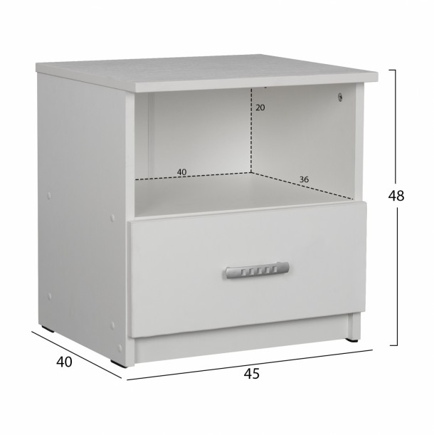 ΚΟΜΟΔΙΝΟ ΜΕΛΑΜΙΝΗΣ ΛΕΥΚΟ FB92431.03 45x40x48 εκ. 1