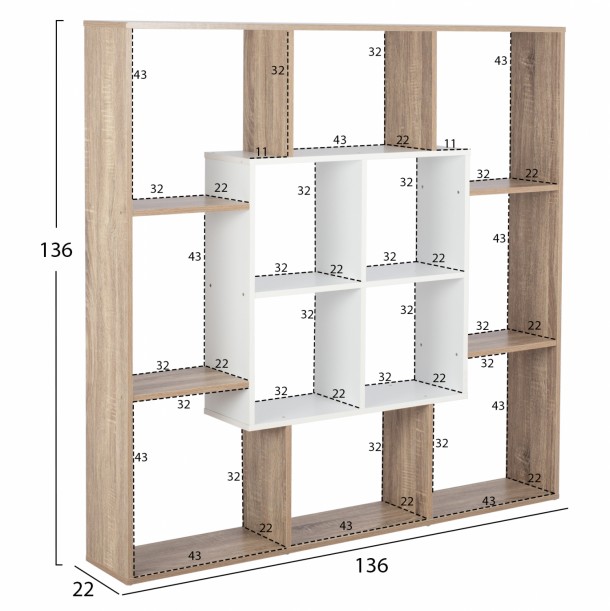 ΒΙΒΛΙΟΘΗΚΗ FB98771.01 136X22X136 ΛΕΥΚΟ 1