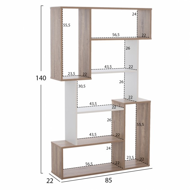 ΒΙΒΛΙΟΘΗΚΗ FB98768.01 85X22X140 ΛΕΥΚΟ 1