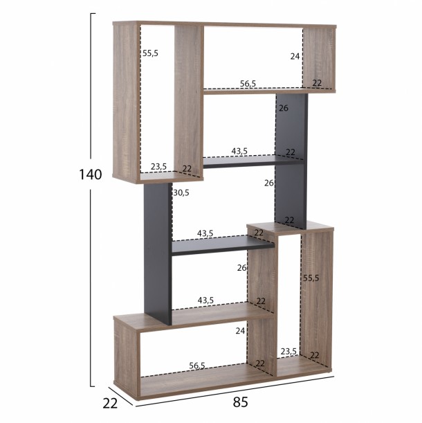 ΒΙΒΛΙΟΘΗΚΗ FB98768.02 85X22X140 ΓΚΡΙ 1