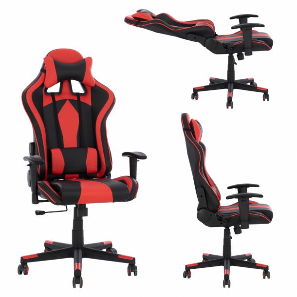 ΚΑΡΕΚΛΑ ΓΡΑΦΕΙΟΥ GAMING FB91162.01 ΜΑΥΡΟ ΚΟΚΚΙΝΟ PU 67x70x130 εκ. 0