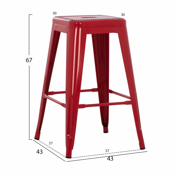 ΣΚΑΜΠΟ ΜΕΣΑΙΟΥ ΥΨΟΥΣ ΜΕΤΑΛΛΙΚΟ FB98573.04 ΣΕ KOKKINO 43x43x67Yεκ. 1