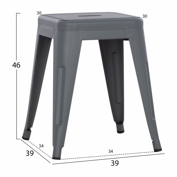 ΣΚΑΜΠΩ ΜΕΤΑΛΛΙΚΟ FB90096.10 ΣΕ ΓΚΡΙ 39x39x46 εκ. 1