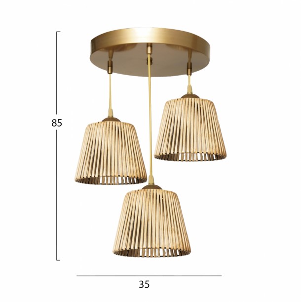 ΦΩΤΙΣΤΙΚΟ ΟΡΟΦΗΣ 3ΦΩΤΟ BAMBOO ΧΡΥΣΟ FB97512.01 35x85 εκ. 1