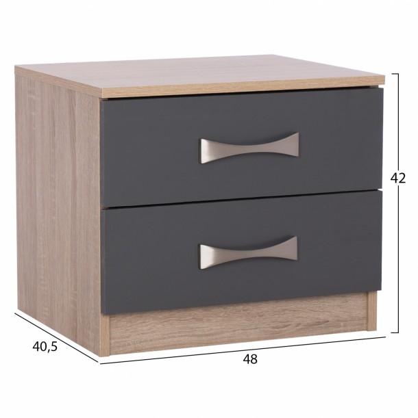 ΚΟΜΟΔΙΝΟ ASHLYN ΜΕ 2 ΣΥΡΤΑΡΙΑ ΚΑΙ ΧΕΡΟΥΛΙ SONAMA-ΓΚΡΙ 48x40,5x42 εκ. FB92235.04 1