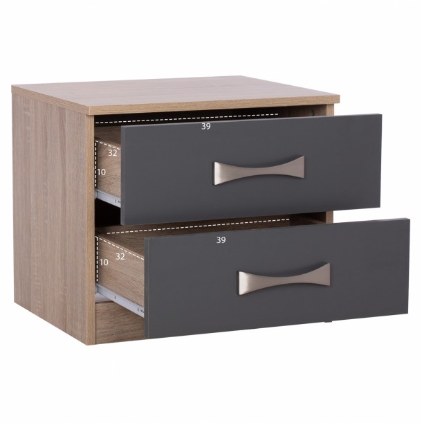 ΚΟΜΟΔΙΝΟ ASHLYN ΜΕ 2 ΣΥΡΤΑΡΙΑ ΚΑΙ ΧΕΡΟΥΛΙ SONAMA-ΓΚΡΙ 48x40,5x42 εκ. FB92235.04 2