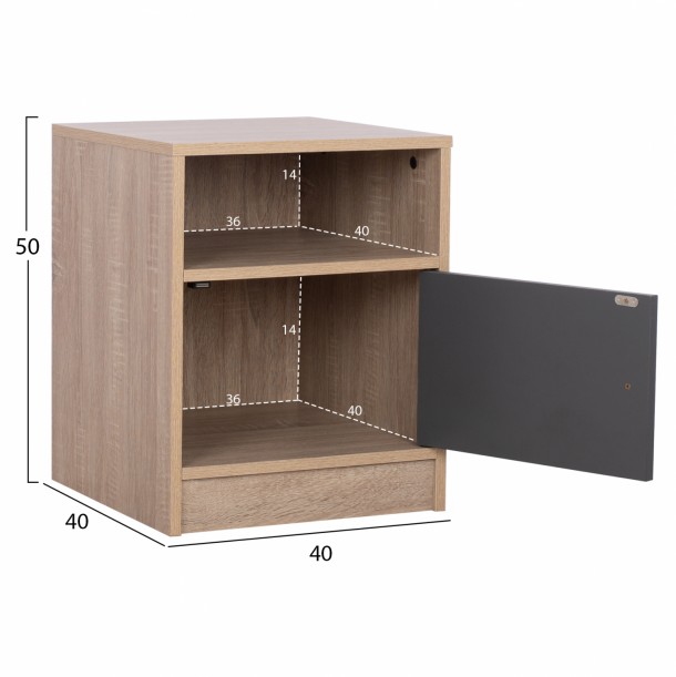 ΚΟΜΟΔΙΝΟ ΜΕΛΑΜΙΝΗΣ MALORY FB92205.04 SONAMA-ΓΚΡΙ 40x40x50 1