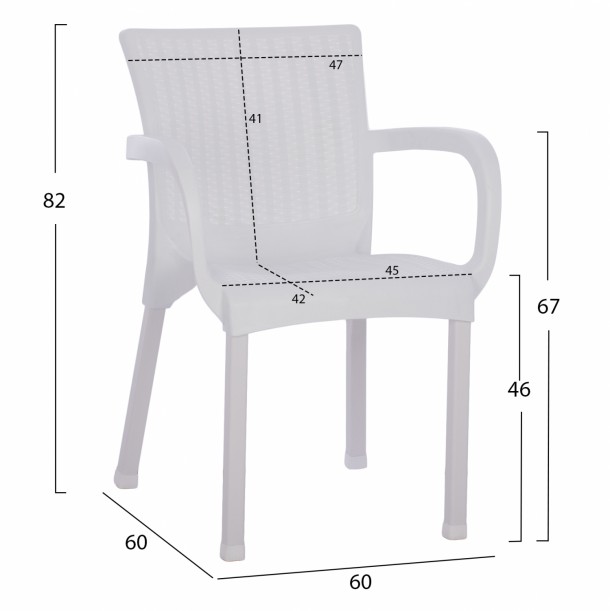 ΠΟΛΥΘΡΟΝΑ ΠΟΛΥΠΡΟΠΥΛΕΝΙΟΥ RATTAN ΠΟΔΙ ALU FB95591.01 ΧΡΩΜΑ ΛΕΥΚΟ 60x60x82 cm 1