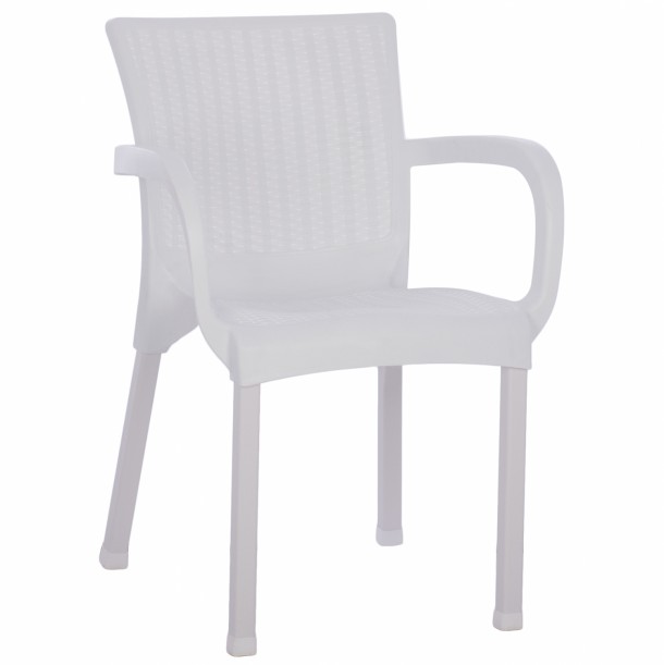 ΠΟΛΥΘΡΟΝΑ ΠΟΛΥΠΡΟΠΥΛΕΝΙΟΥ RATTAN ΠΟΔΙ ALU FB95591.01 ΧΡΩΜΑ ΛΕΥΚΟ 60x60x82 cm 0