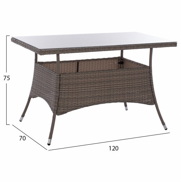 ΤΡΑΠΕΖΙ ΜΕΤΑΛΛΙΚΟ RATTAN ΜΠΕΖ ΚΑΦΕ FB95507.02 150x90x75 εκ. 3