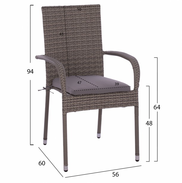 ΤΡΑΠΕΖΙ ΜΕΤΑΛΛΙΚΟ RATTAN ΜΠΕΖ ΚΑΦΕ FB95507.02 150x90x75 εκ. 4