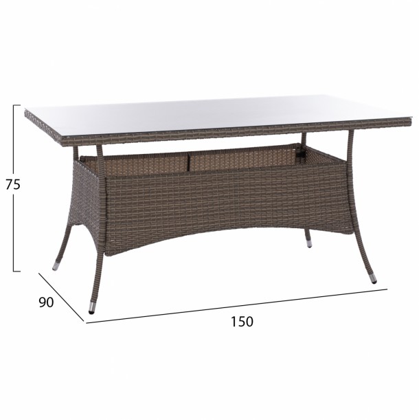 ΤΡΑΠΕΖΙ ΜΕΤΑΛΛΙΚΟ RATTAN ΓΚΡΙ FB95141.31 120x70x75Υ εκ. 3