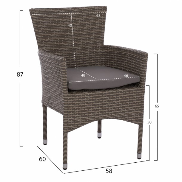 ΤΡΑΠΕΖΙ ΜΕΤΑΛΛΙΚΟ RATTAN ΜΠΕΖ ΚΑΦΕ FB95141.32 120x70x75Υ εκ. 4
