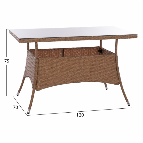 ΤΡΑΠΕΖΙ ΜΕΤΑΛΛΙΚΟ RATTAN ΜΠΕΖ ΚΑΦΕ FB95141.32 120x70x75Υ εκ. 7