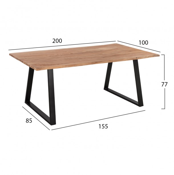 ΤΡΑΠΕΖΙ ΤΡΑΠΕΖΑΡΙΑΣ SLIM FB98501.11 ΑΠΟ ΜΑΣΙΦ ΞΥΛΟ ΑΚΑΚΙΑΣ 200x100x77Υ εκ. 1