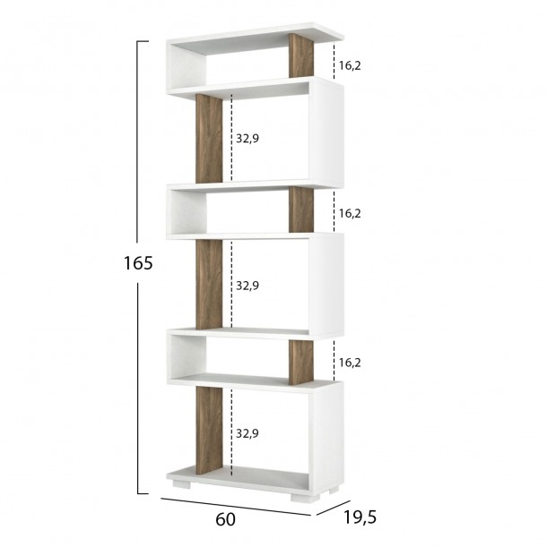 ΒΙΒΛΙΟΘΗΚΗ ΜΕΛΑΜΙΝΗΣ ΚΑΡΥΔΙ ΜΕ ΛΕΥΚΟ 60x19,5x165Υεκ.FB98923.11 1