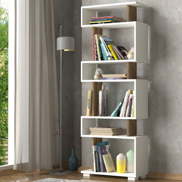 ΒΙΒΛΙΟΘΗΚΗ ΜΕΛΑΜΙΝΗΣ ΚΑΡΥΔΙ ΜΕ ΛΕΥΚΟ 60x19,5x165Υεκ.FB98923.11 2