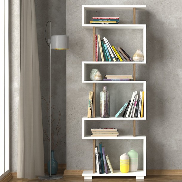 ΒΙΒΛΙΟΘΗΚΗ ΜΕΛΑΜΙΝΗΣ ΚΑΡΥΔΙ ΜΕ ΛΕΥΚΟ 60x19,5x165Υεκ.FB98923.11 3