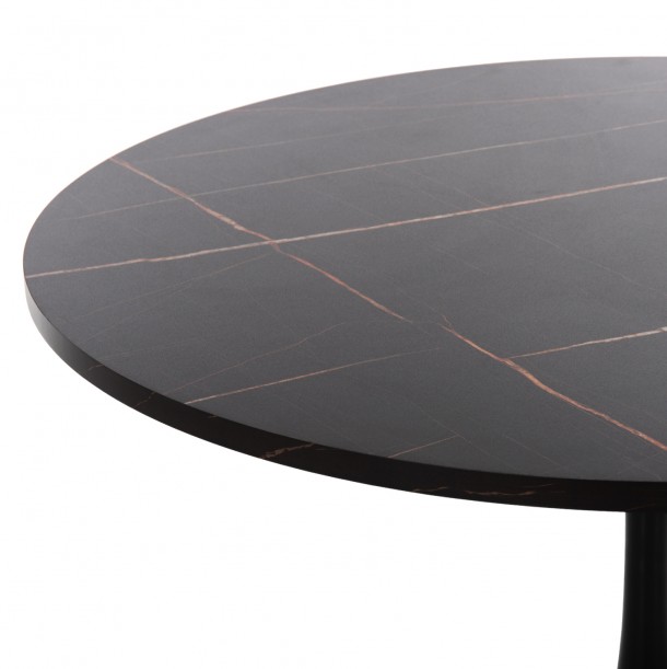 ΤΡΑΠΕΖΙ ΤΡΑΠΕΖΑΡΙΑΣ  ΣΤΡΟΓΓΥΛΟ BLACK MARBLE FB99422.02 Φ120x74Yεκ. 3
