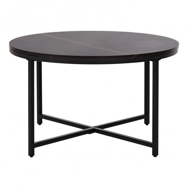 ΤΡΑΠΕΖΙ ΣΑΛΟΝΙΟΥ FB99420.03 BLACK MARBLE ΜΕΛΑΜΙΝΗ-ΜΑΥΡΗ ΜΕΤΑΛΛΙΚΗ ΒΑΣΗ Φ80x48,5Yεκ. 2