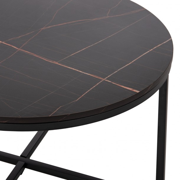 ΤΡΑΠΕΖΙ ΣΑΛΟΝΙΟΥ FB99420.03 BLACK MARBLE ΜΕΛΑΜΙΝΗ-ΜΑΥΡΗ ΜΕΤΑΛΛΙΚΗ ΒΑΣΗ Φ80x48,5Yεκ. 4