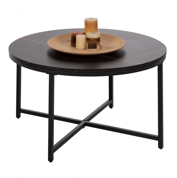 ΤΡΑΠΕΖΙ ΣΑΛΟΝΙΟΥ FB99420.03 BLACK MARBLE ΜΕΛΑΜΙΝΗ-ΜΑΥΡΗ ΜΕΤΑΛΛΙΚΗ ΒΑΣΗ Φ80x48,5Yεκ. 0
