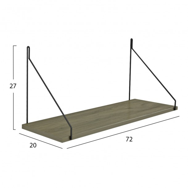 ΡΑΦΙ ΤΟΙΧΟΥ ΜΕΛΑΜΙΝΗΣ FB99183.12 OLIVE GREY 72x20x27Y εκ. 1