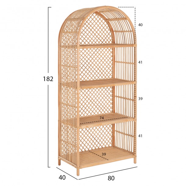 ΒΙΒΛΙΟΘΗΚΗ FB99552 ΑΠΟ ΦΥΣΙΚΟ RATTAN ΣΕ ΦΥΣΙΚΟ ΧΡΩΜΑ 80x40x182Υεκ. 1
