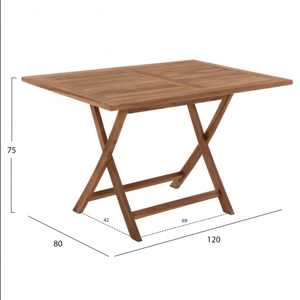 ΤΡΑΠΕΖΙ ΤΡΑΠΕΖΑΡΙΑΣ ΠΤΥΣΣΟΜΕΝΟ FB99542 TEAK ΣΕ ΦΥΣΙΚΟ ΧΡΩΜΑ 120x80x75Yεκ. 1
