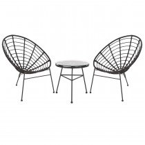 ΣΕΤ ΕΞΩΤΕΡΙΚΟΥ ΧΩΡΟΥ 3ΤΜΧ FB921047.12 ΜΑΥΡΟ ΣΥΝΘ.RATTAN & ΜΕΤΑΛΛΟ