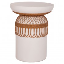 ΤΡΑΠΕΖΙ ΤΡΑΠΕΖΑΡΙΑΣ FB918159.02 FIBER CEMENT ΛΕΥΚΟ & RATTAN--Φ60x76,5Υεκ