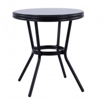 ΤΡΑΠΕΖΙ ΑΛΟΥΜΙΝΙΟΥ Φ70x76 εκ. BAMBOO FB95532.03 ΚΑΦΕ ΜΕ ΓΥΑΛΙ